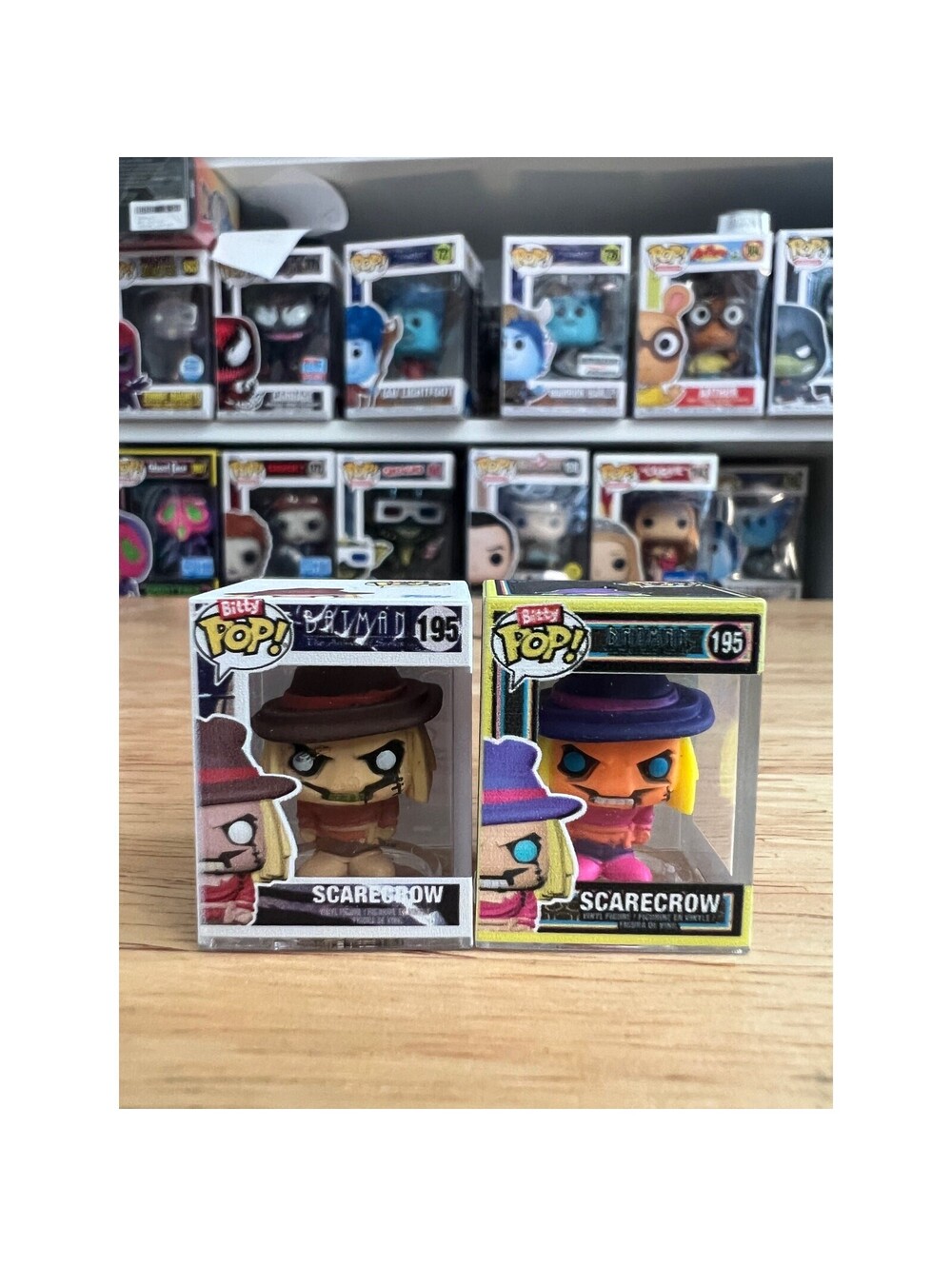 2 BITTY Scarecrow 1" Funko Pops 4,000 PCS LE BLACKLIGHT SDCC #195 DC Batman TAS